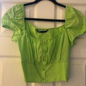 Neon green cropped top